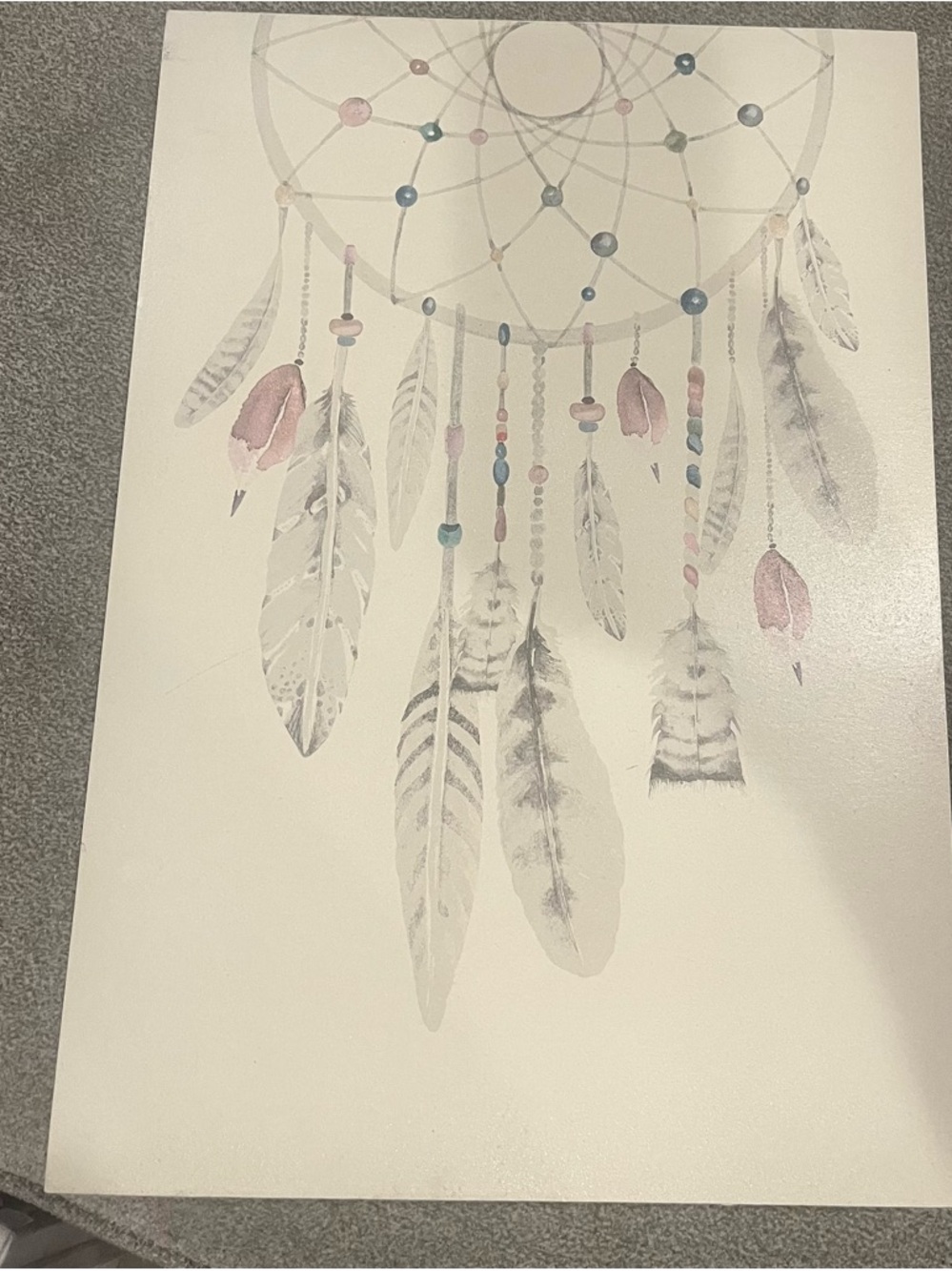 Dreamcatcher Feather Wall Art – Soft Pastel Pink & Blue